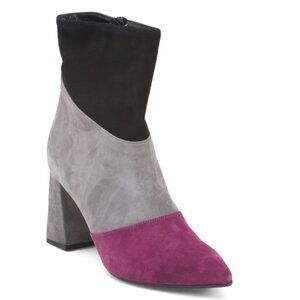 OROSCURO Black/multi Made In Italy Leather Heel Booties